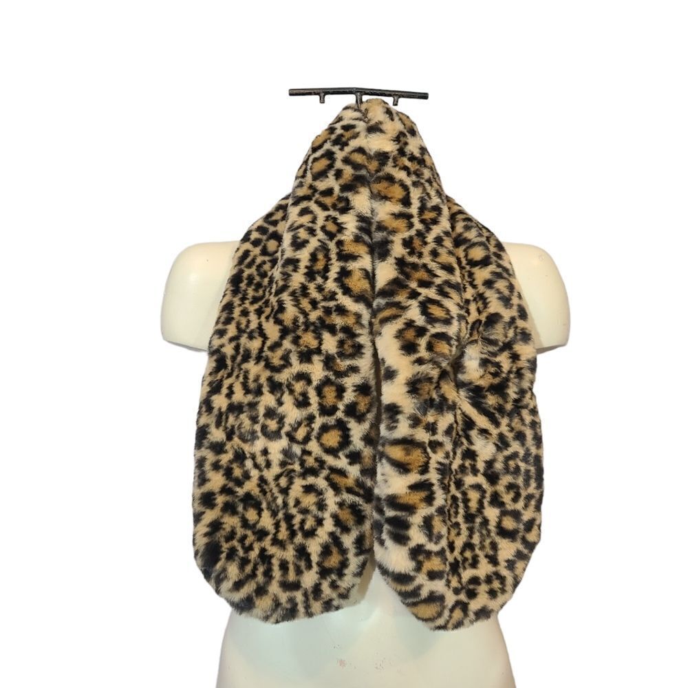 INC Faux Fur Pull Through Scarf Leopard Print